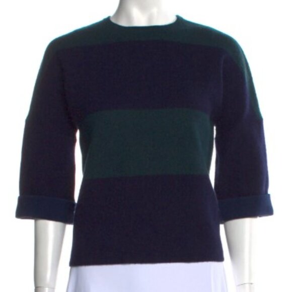 Derek Lam Cashmere Blend Striped Crop Sleeve Sweater- Sz. Sm - Picture 1 of 5